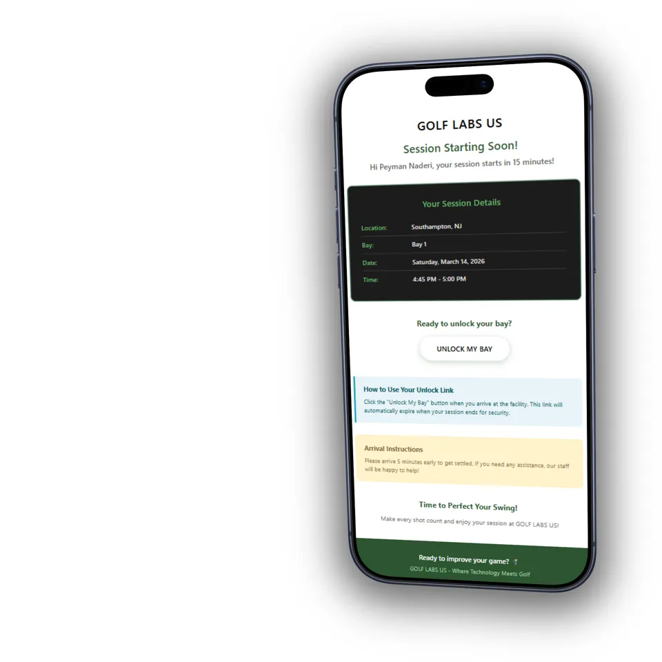 GolfLabs smart lock unlock email on iPhone