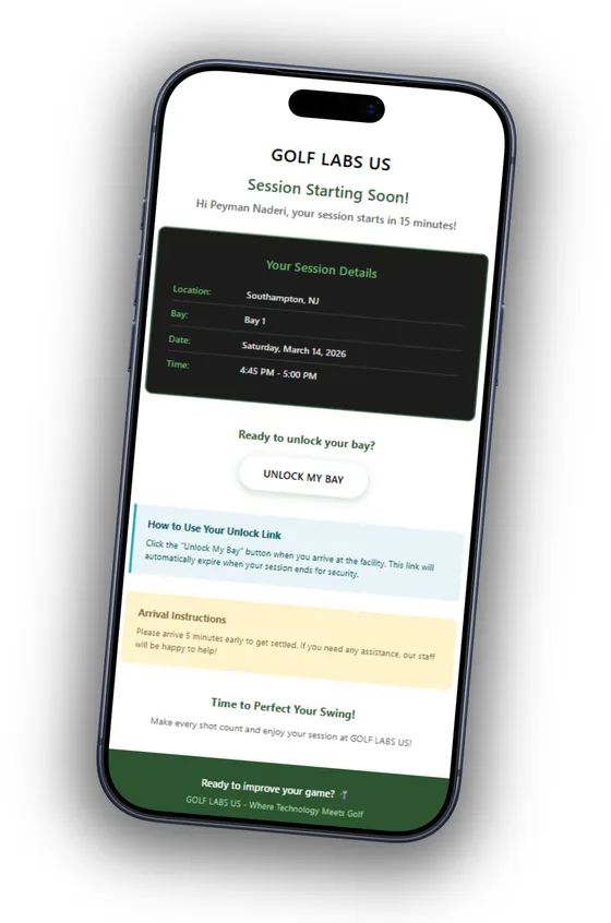 GolfLabs unlock email on iPhone